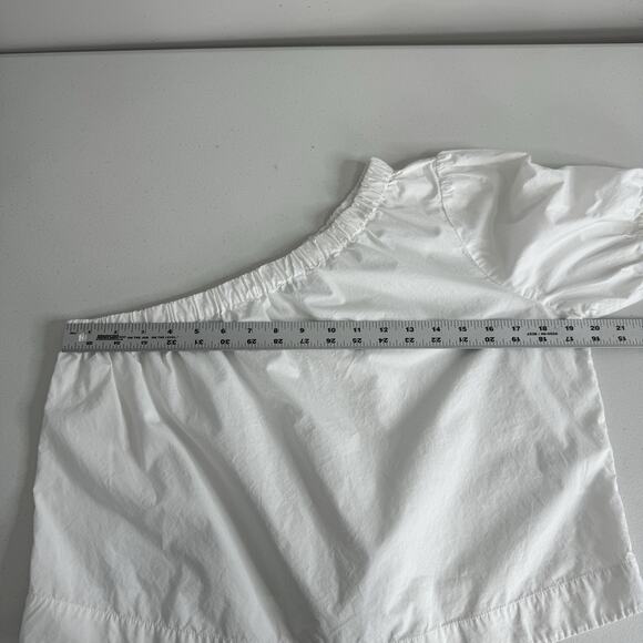 Rails Womens Jayla Top Medium White Organic Cotton One Shoulder Blouse Old Money - Picture 3 of 10
